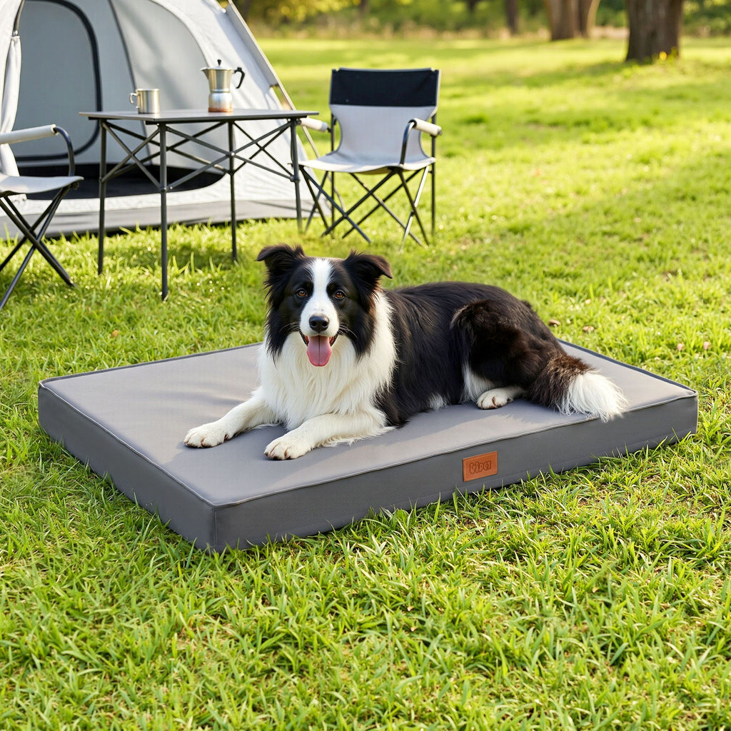 Orthopedic Egg-Crate Foam Dog Bed — Water-Resistant, Large (Grey)