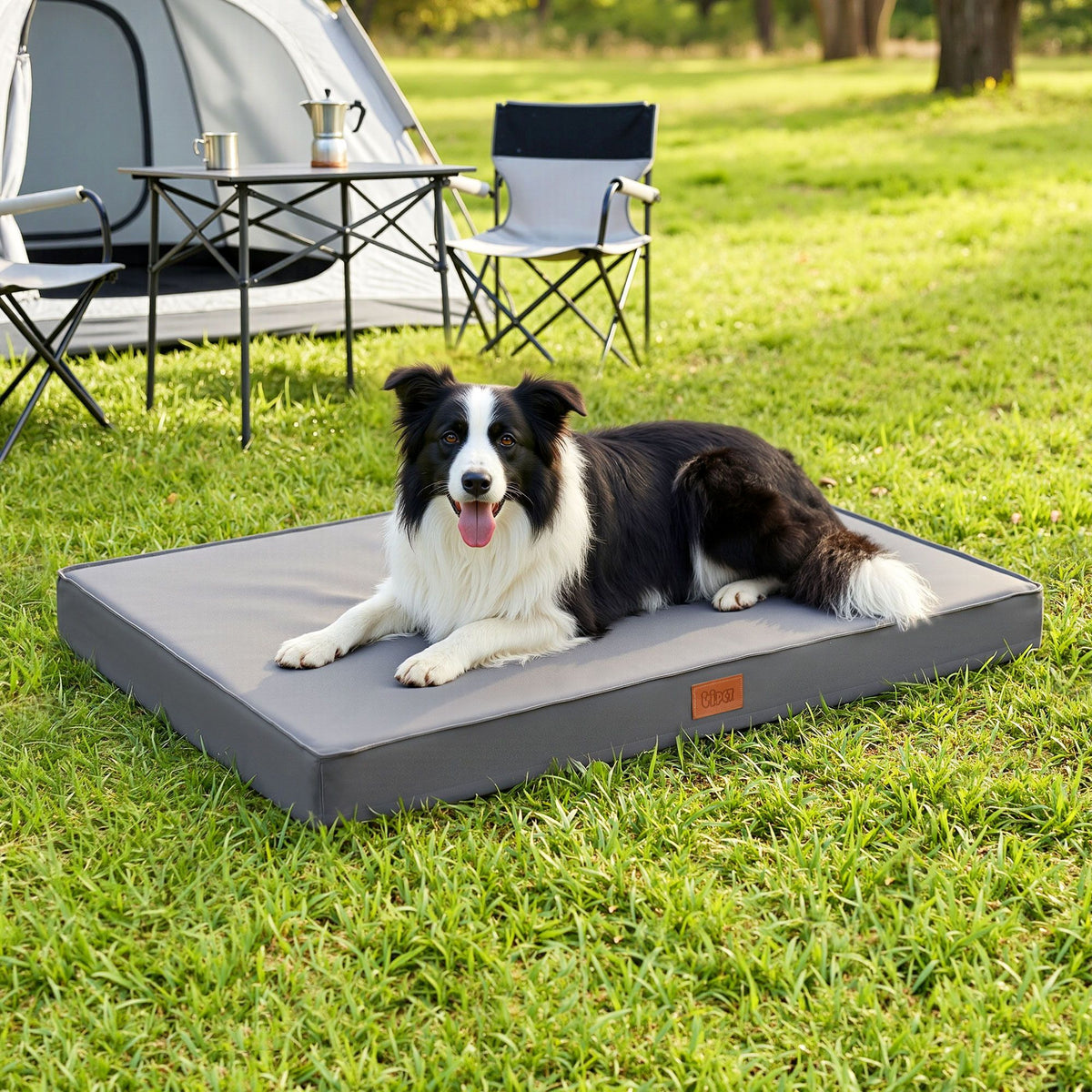 Orthopedic Egg-Crate Foam Dog Bed — Water-Resistant, Large (Grey)