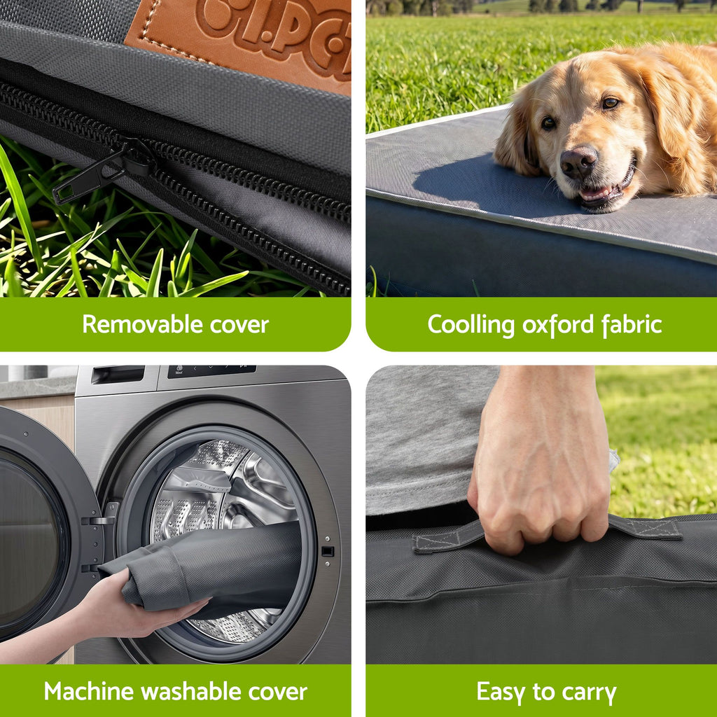 Orthopedic Egg-Crate Foam Dog Bed — Water-Resistant, Large (Grey)