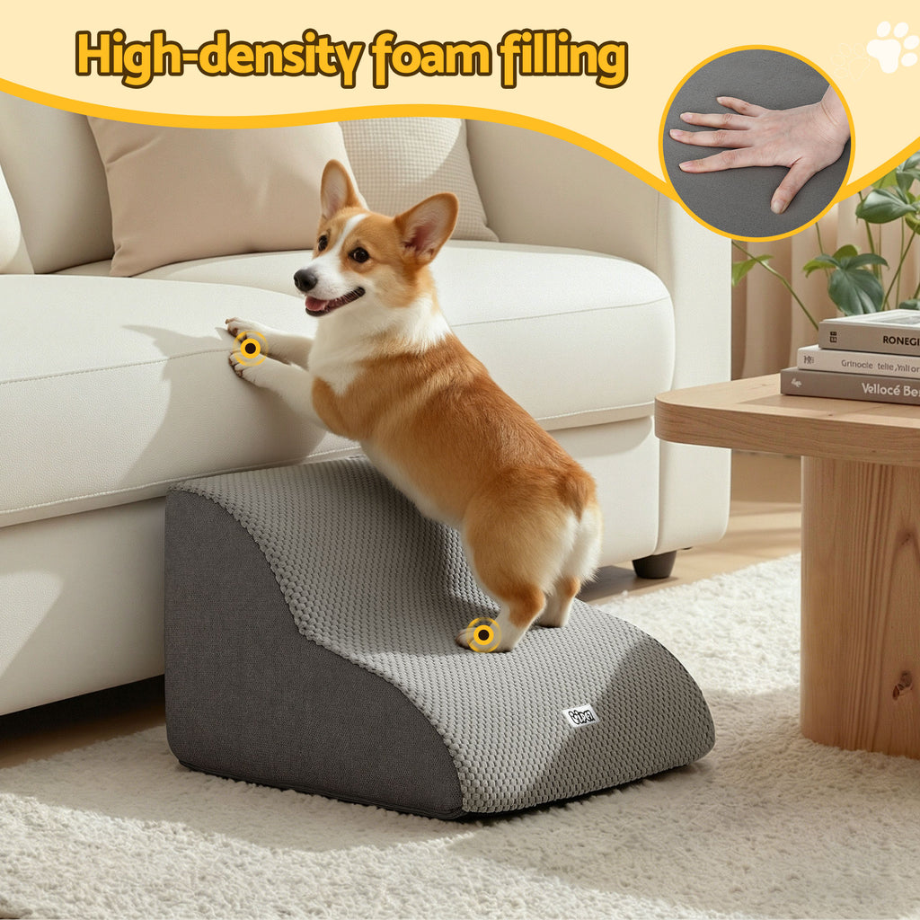 2-Step Foam Pet Stairs — Non-Slip Steps for Beds & Sofas