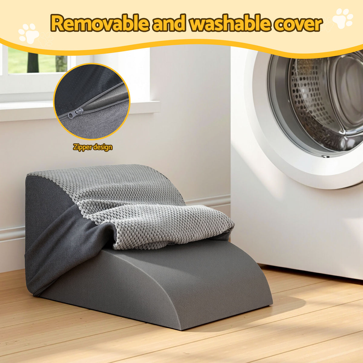 2-Step Foam Pet Stairs — Non-Slip Steps for Beds & Sofas