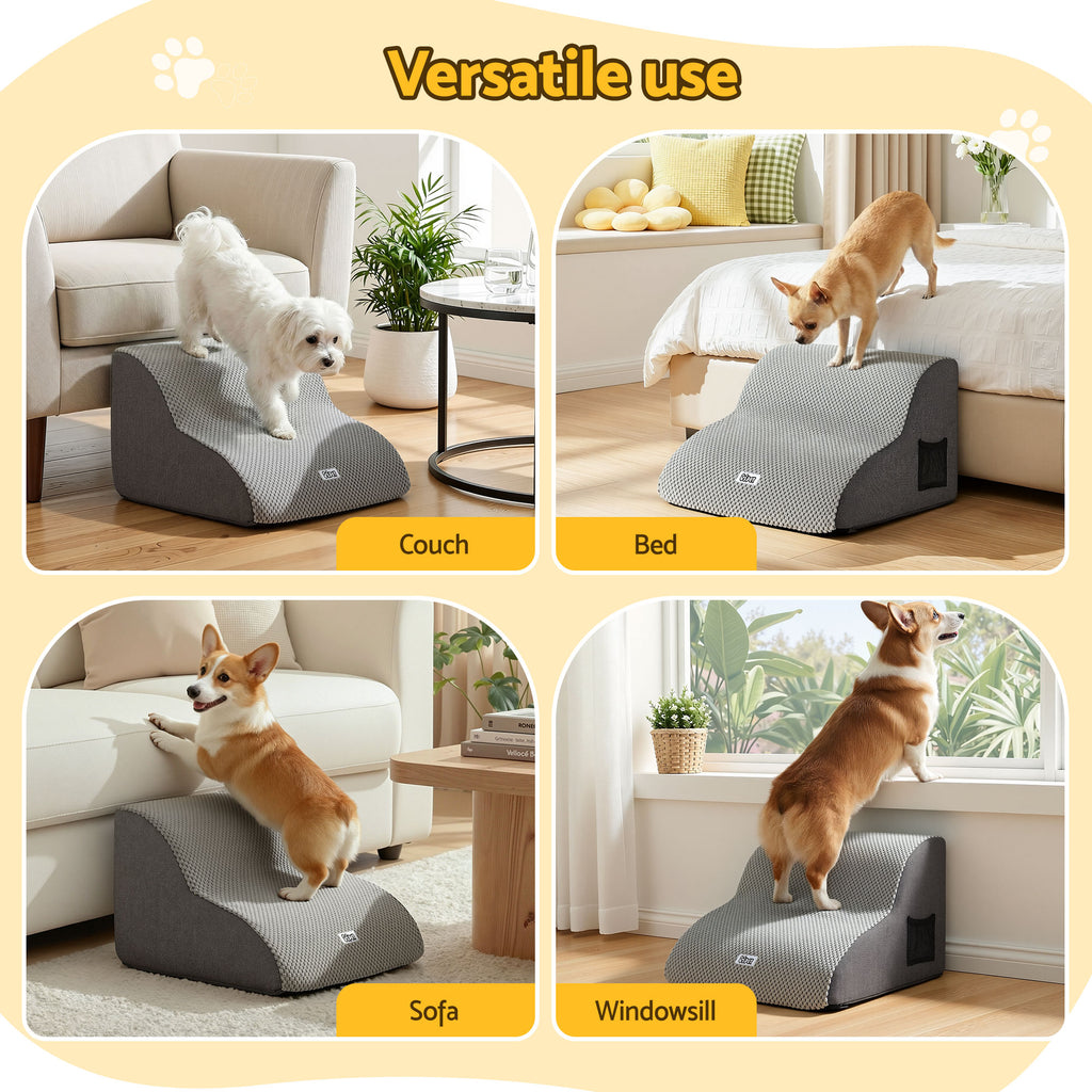 2-Step Foam Pet Stairs — Non-Slip Steps for Beds & Sofas