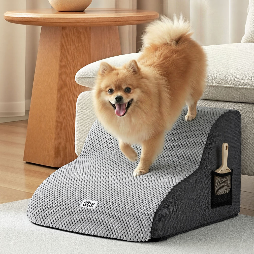 2-Step Foam Pet Stairs — Non-Slip Steps for Beds & Sofas