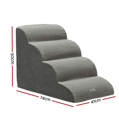 4-Step Foam Pet Stairs — Non-Slip Steps for High Beds