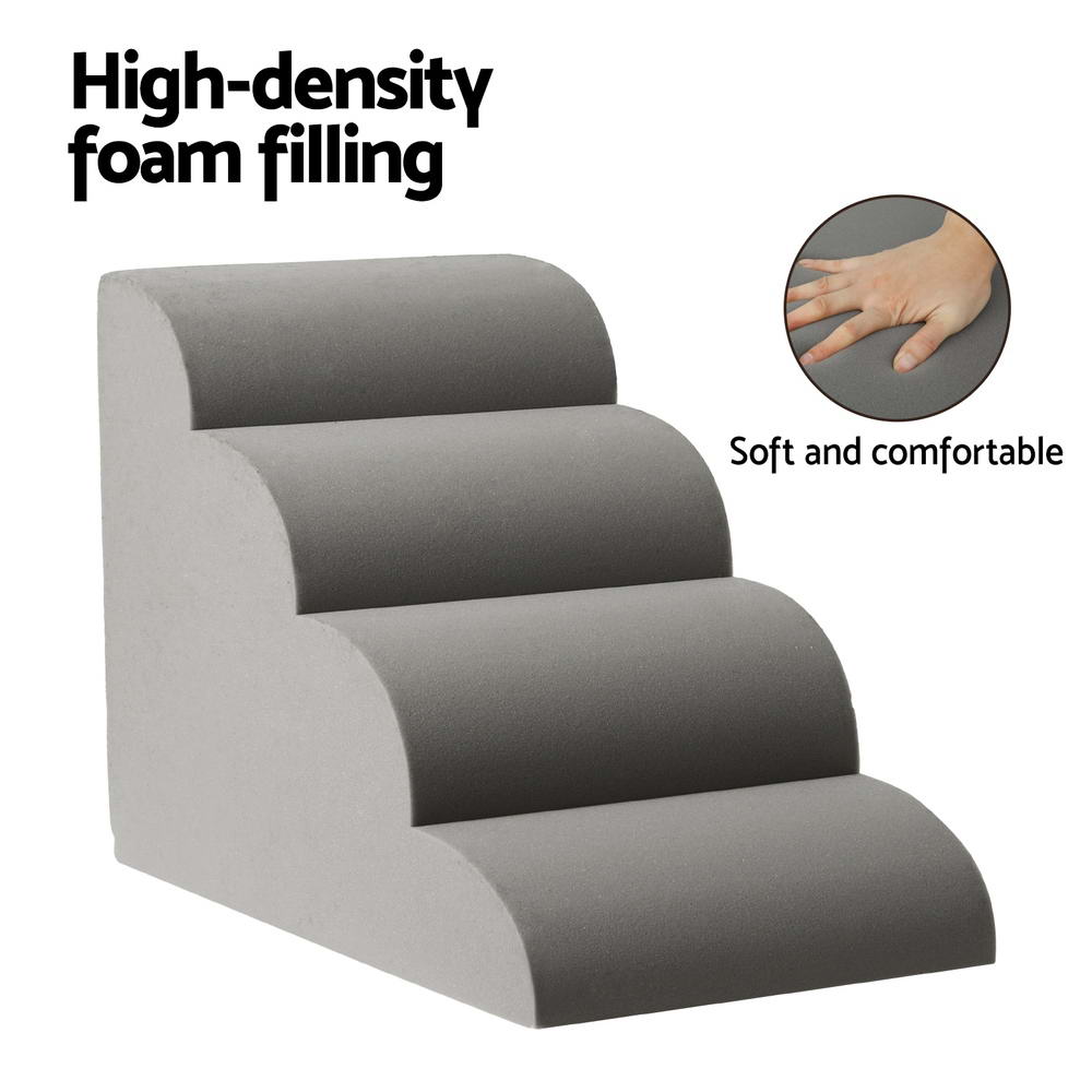 4-Step Foam Pet Stairs — Non-Slip Steps for High Beds