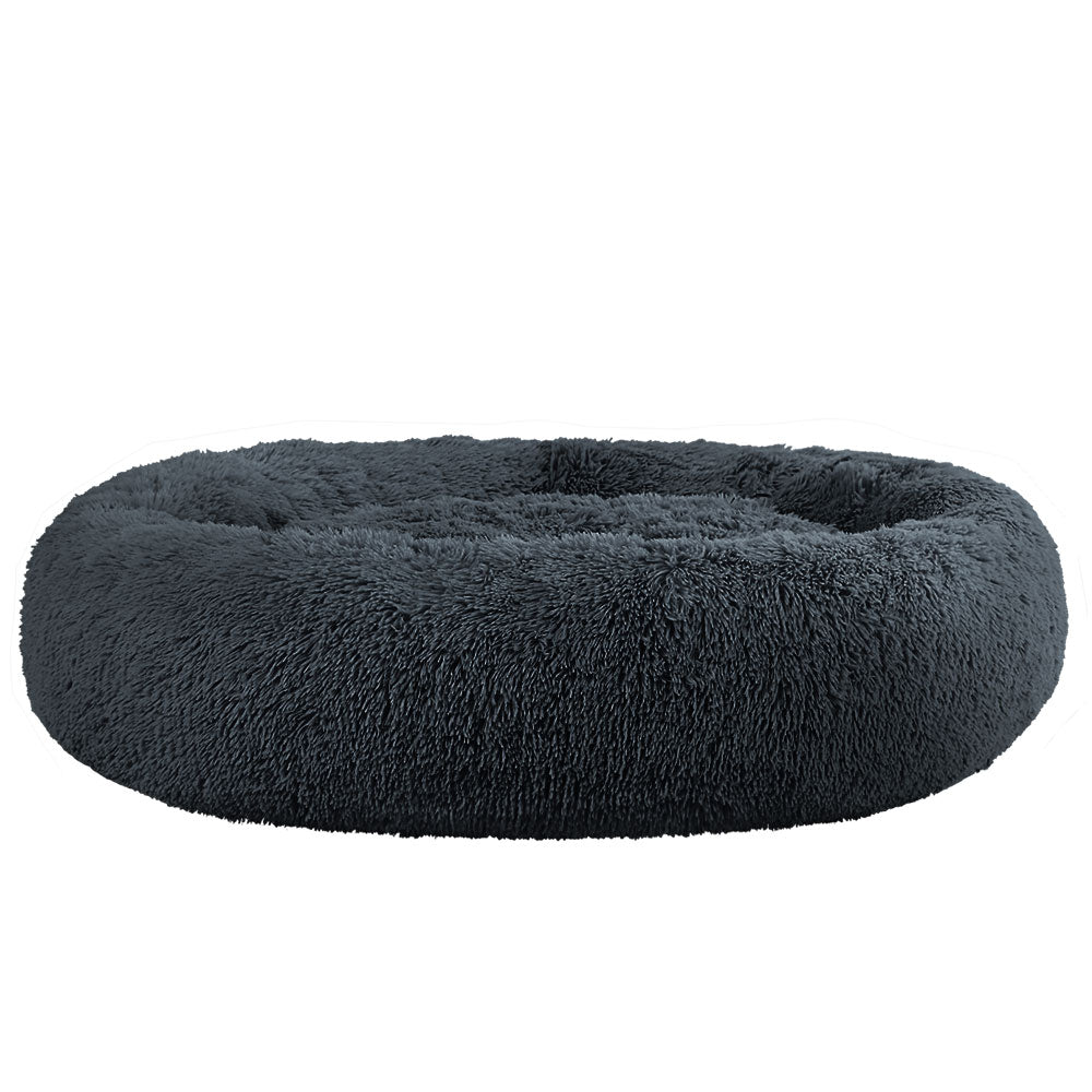 Calming Donut Dog Bed — Extra Large Plush, 110cm (Dark Grey)