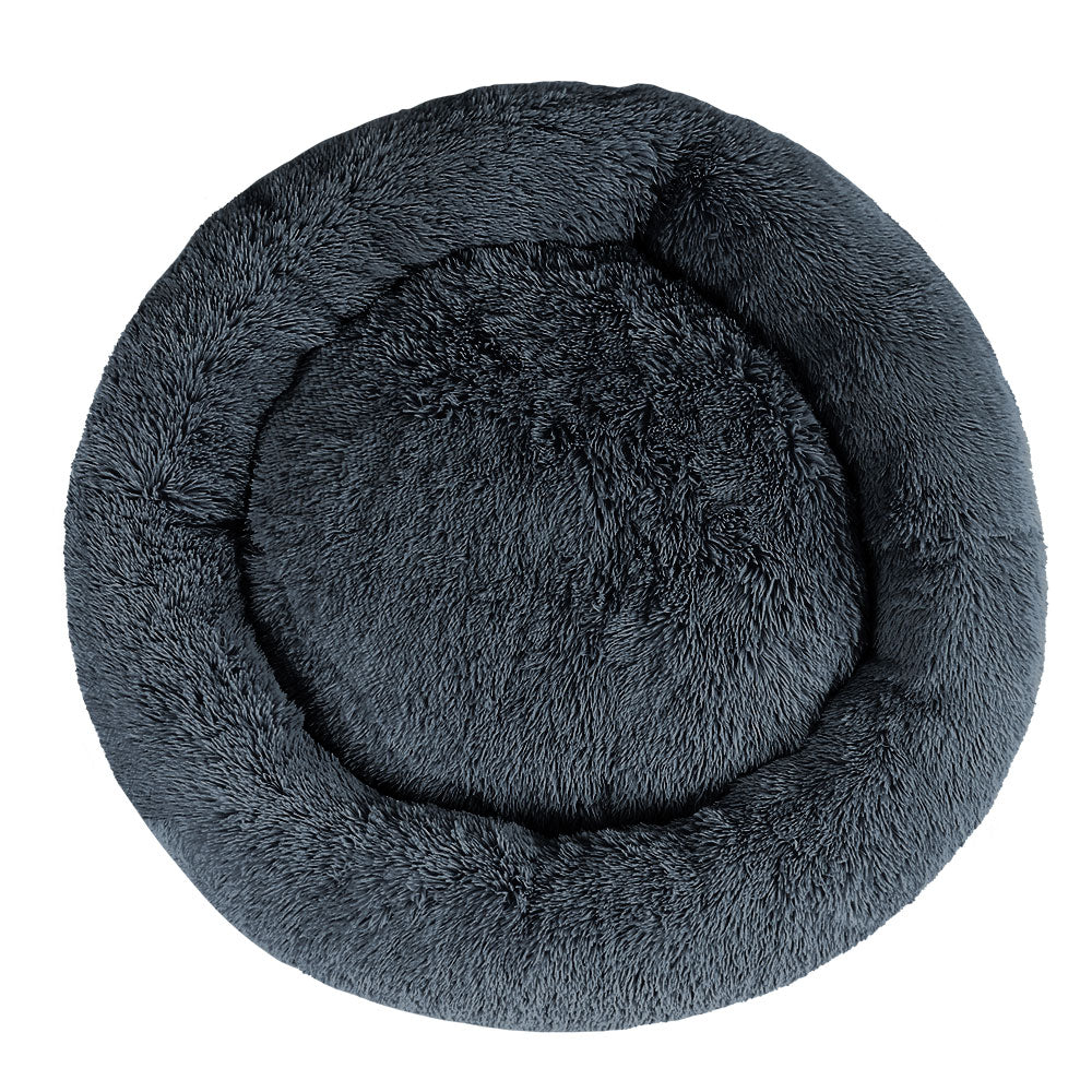 Calming Donut Dog Bed — Extra Large Plush, 110cm (Dark Grey)