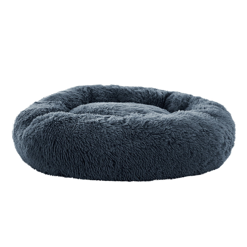 Calming Donut Pet Bed - Soft Plush, 90cm (Dark Grey)