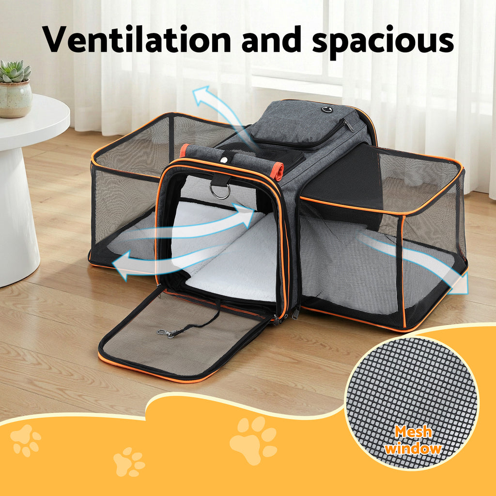 Expandable Pet Carrier Bag — Foldable Travel Carrier for Cats & Small Dogs