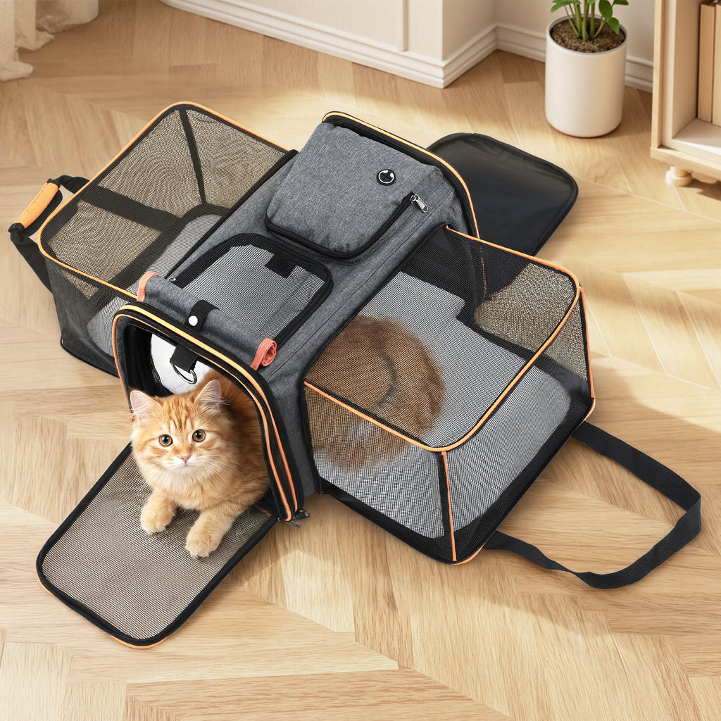 Expandable Pet Carrier Bag — Foldable Travel Carrier for Cats & Small Dogs