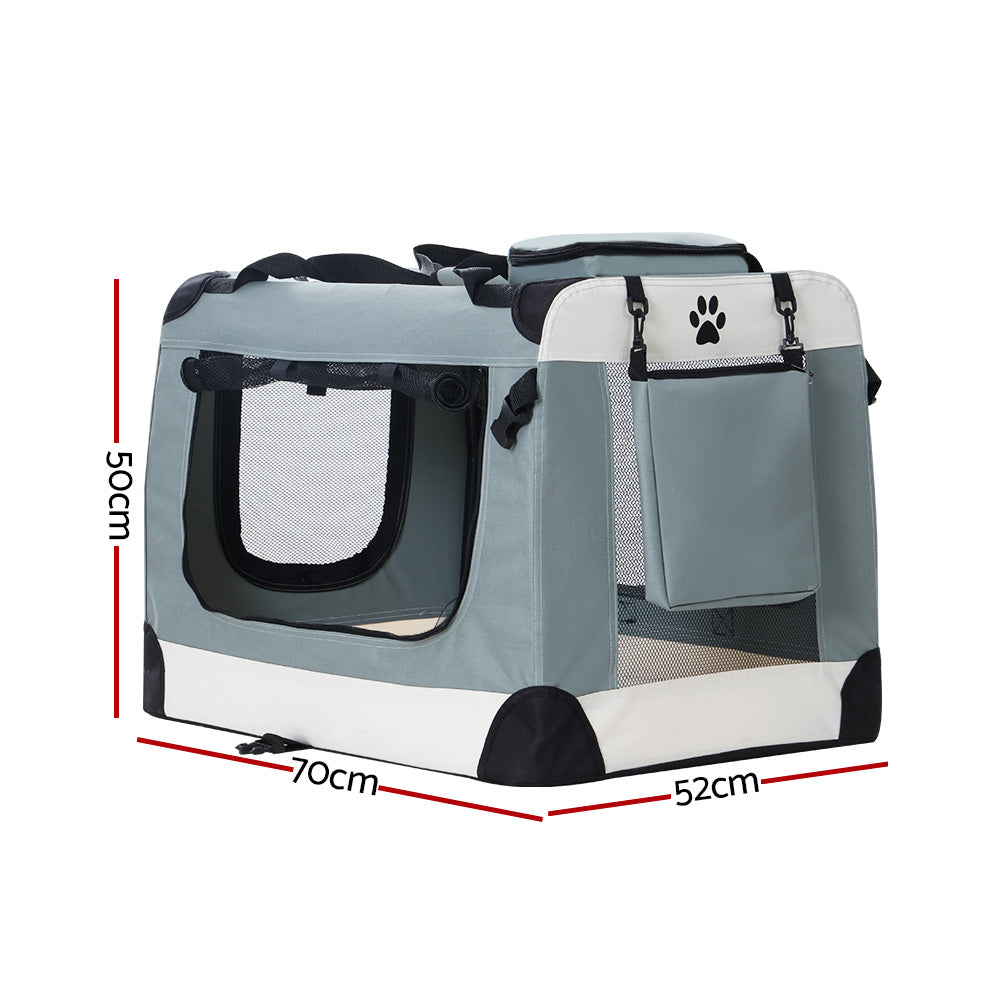 Soft Pet Travel Crate — Foldable Carrier, Large 70cm