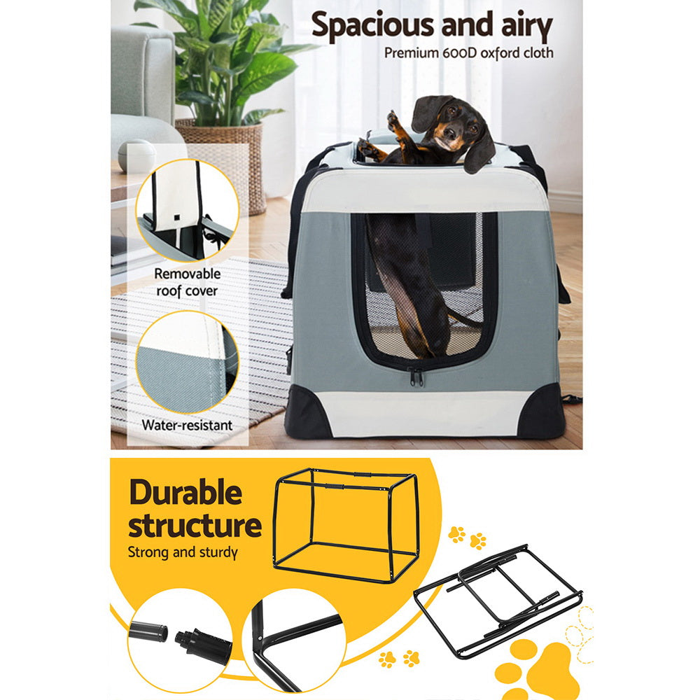 Soft Pet Travel Crate — Foldable Carrier, Large 70cm
