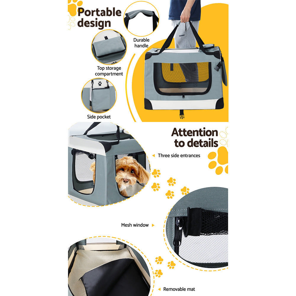 Soft Pet Travel Crate — Foldable Carrier, Large 70cm