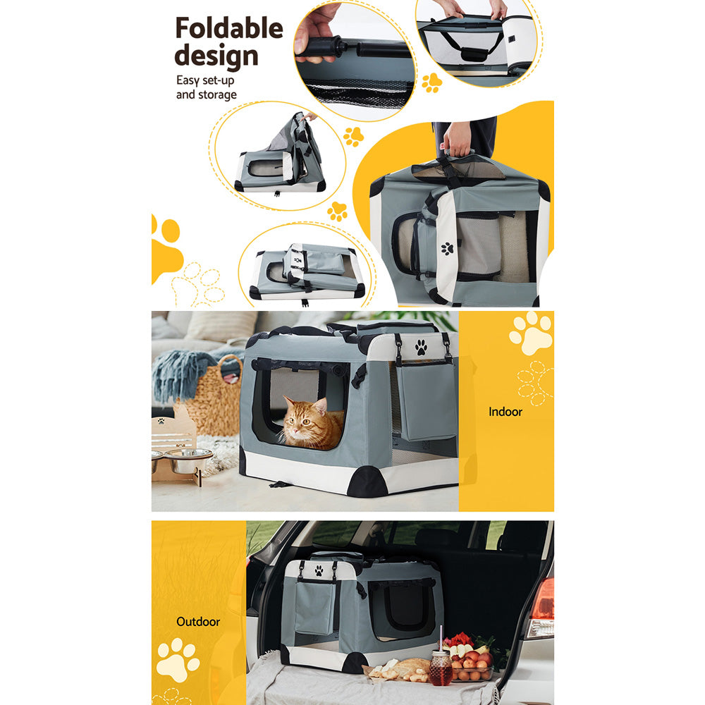 Soft Pet Travel Crate — Foldable Carrier, Large 70cm
