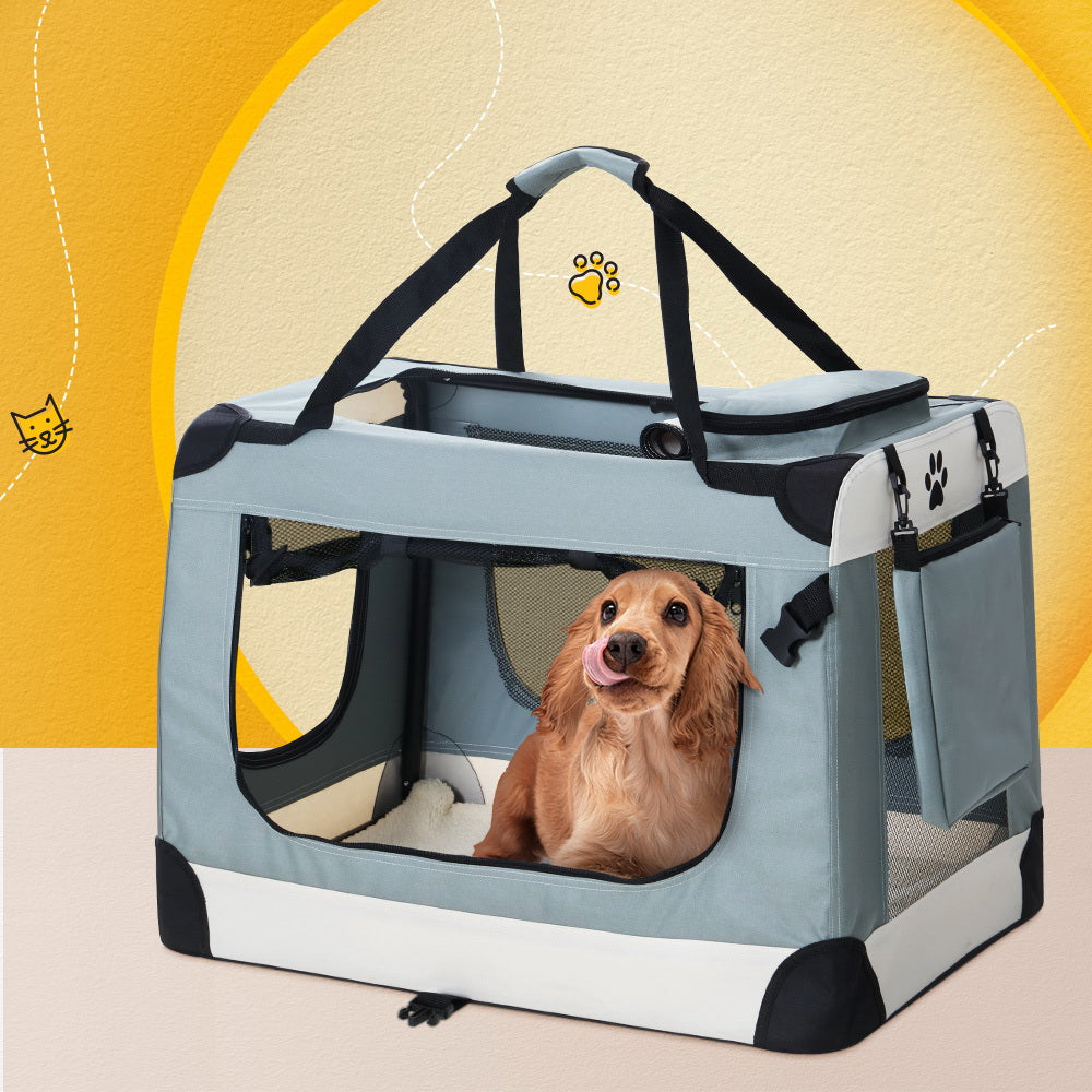 Soft Pet Travel Crate — Foldable Carrier, Large 70cm