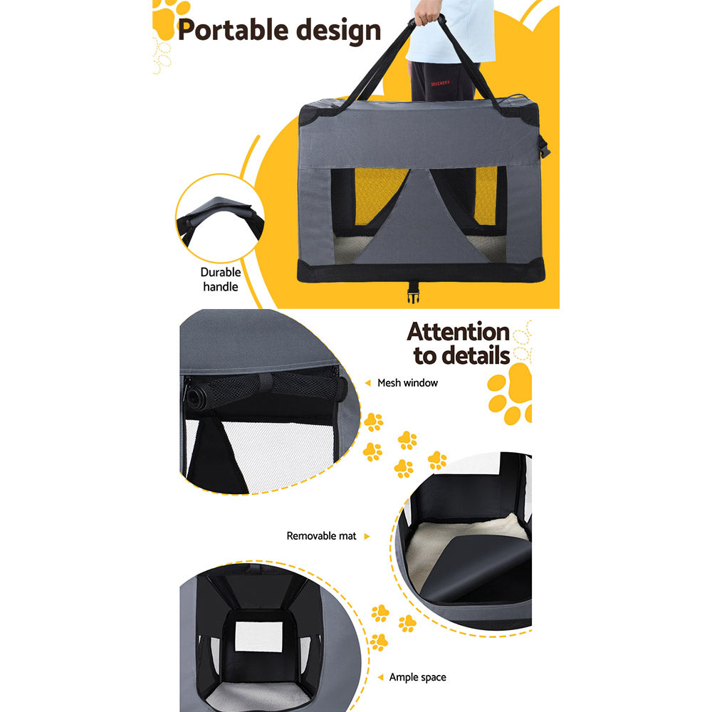 Soft Pet Travel Crate — Foldable Carrier, Medium 60cm