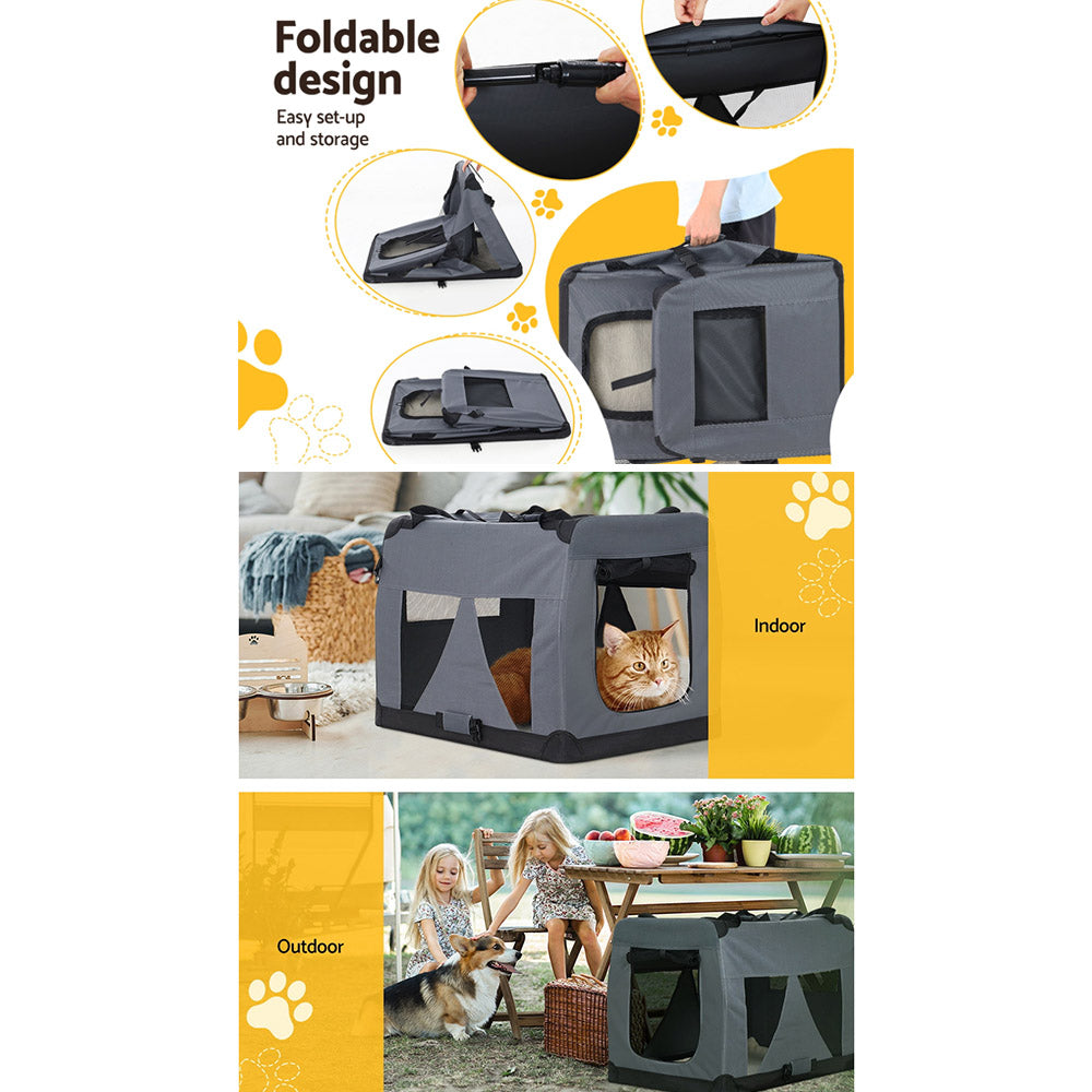 Soft Pet Travel Crate — Foldable Carrier, Medium 60cm