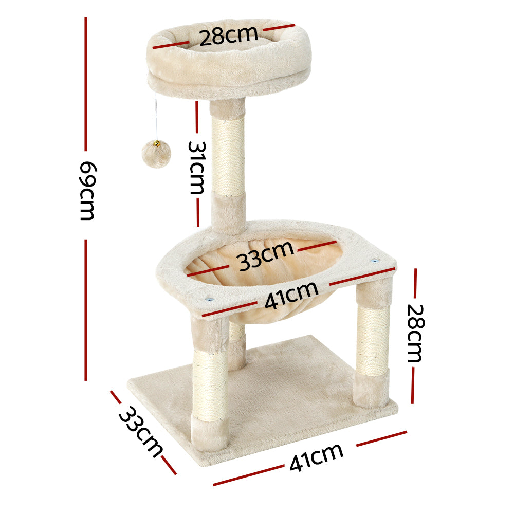 Compact Cat Tree 69cm — Scratching Post with Perch & Condo