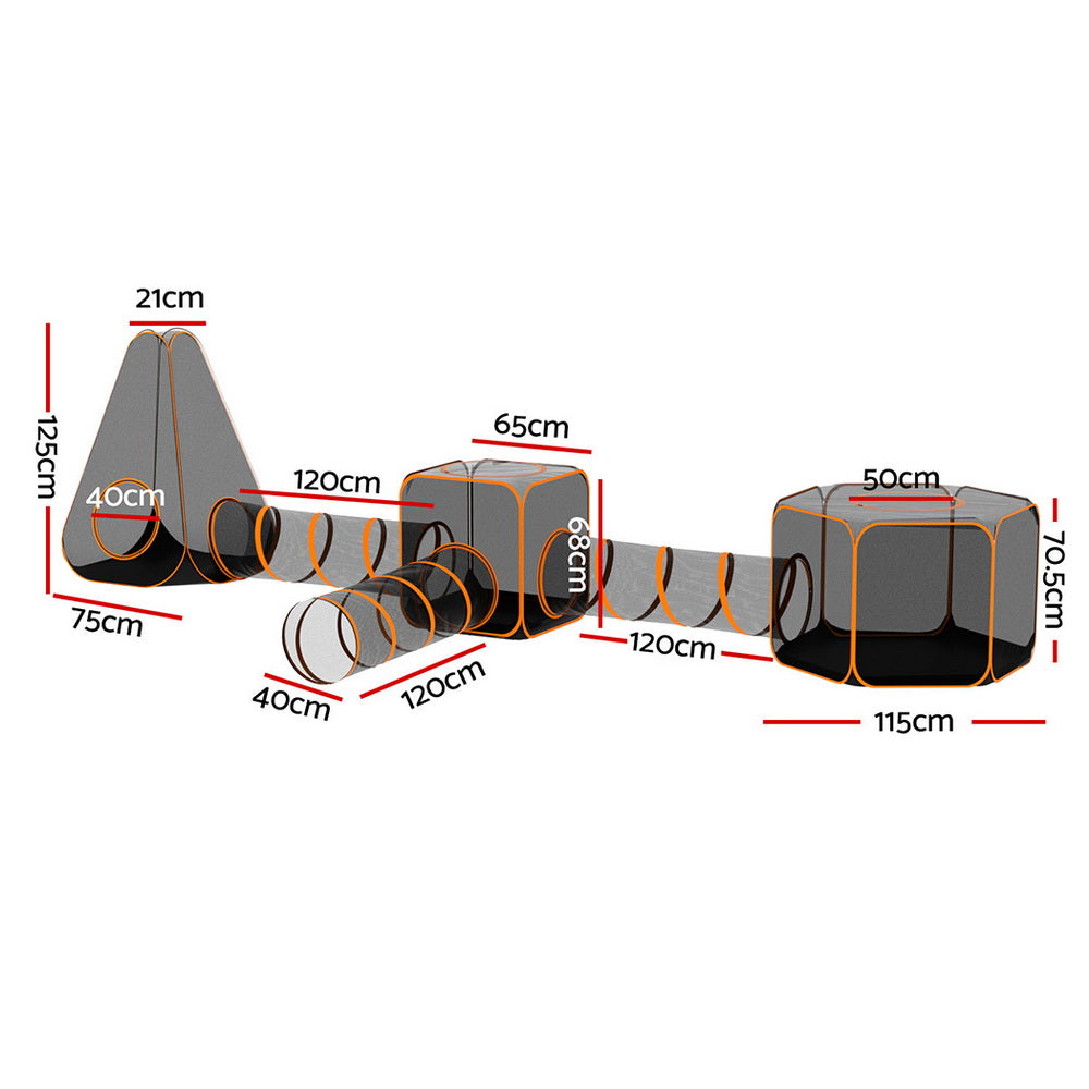 6-in-1 Pet Playpen — Cat House, Tent & Tunnel Activity Centre