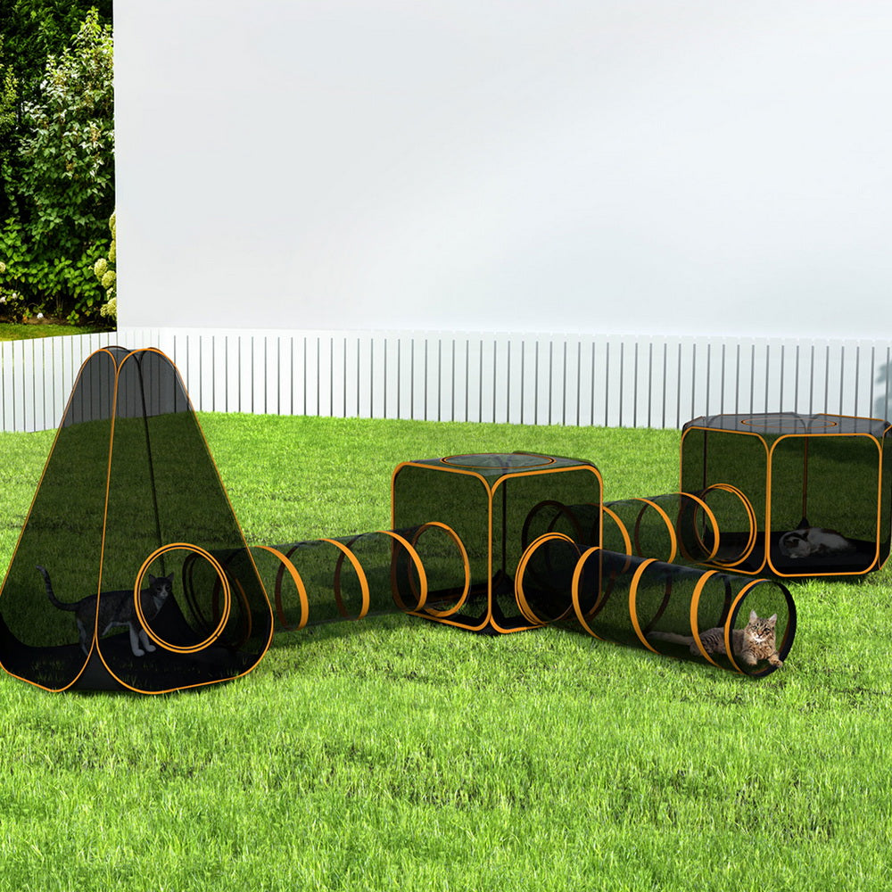 6-in-1 Pet Playpen — Cat House, Tent & Tunnel Activity Centre