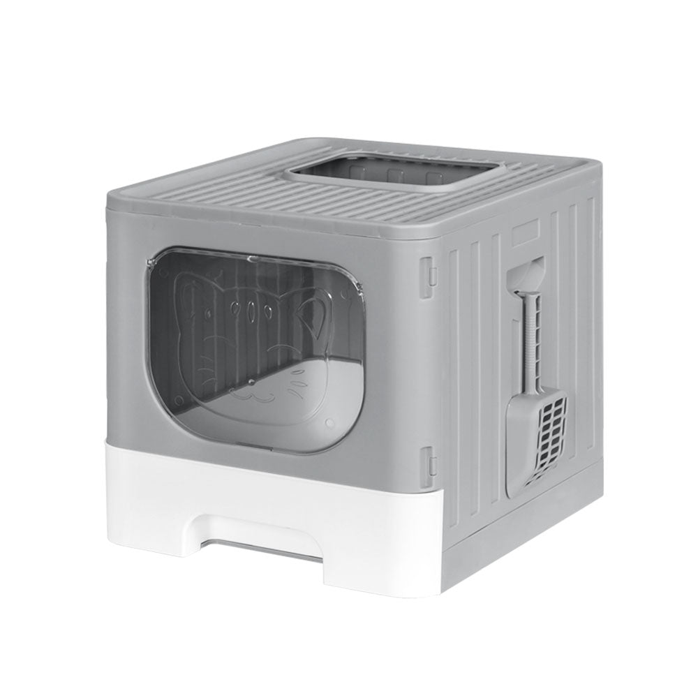 Foldable Hooded Cat Litter Box — Large Enclosed Tray