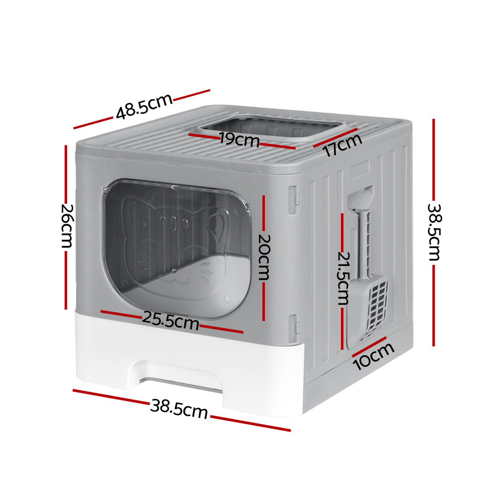 Foldable Hooded Cat Litter Box — Large Enclosed Tray