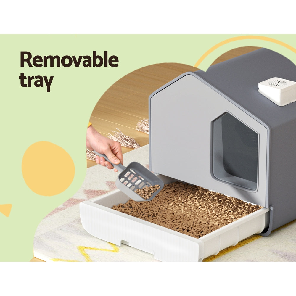 Enclosed Cat Litter Box with Lid — Large, Odour-Control Hood