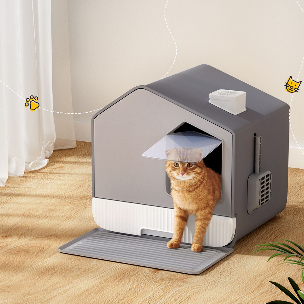 Enclosed Cat Litter Box with Lid — Large, Odour-Control Hood