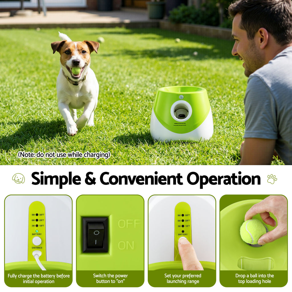 Automatic Dog Ball Launcher — 6 Balls, 3/6/9m Throw Distance