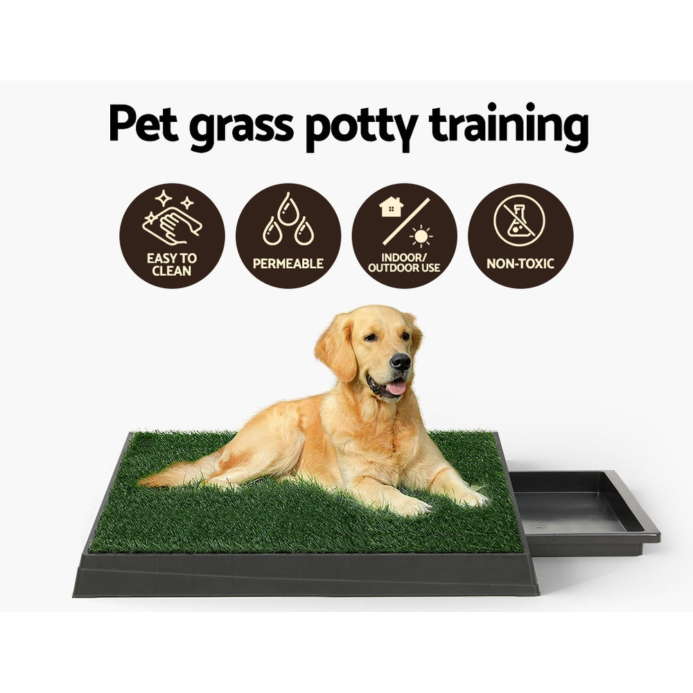 Indoor Dog Grass Potty — Portable Toilet Tray with Artificial Turf