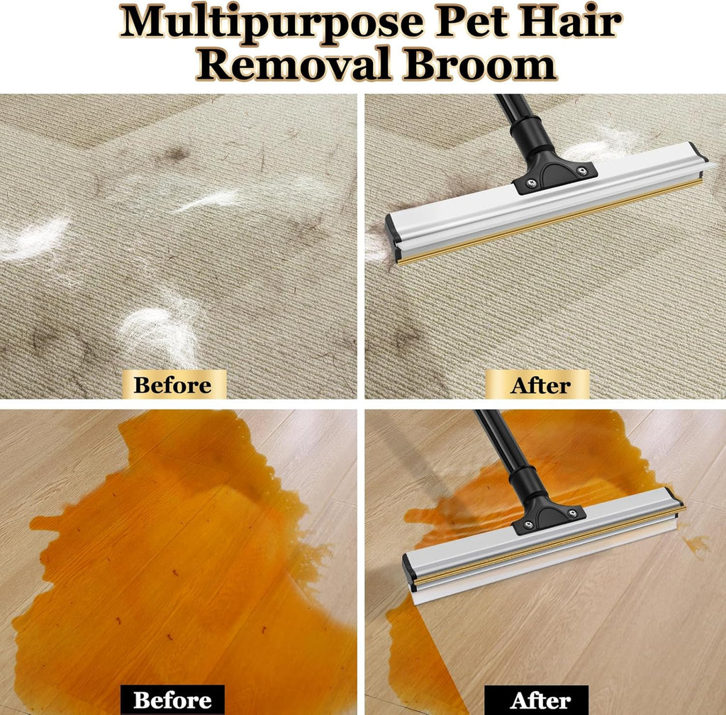 Pet Hair Remover Broom — Long-Handle Reusable Fur & Lint Rake