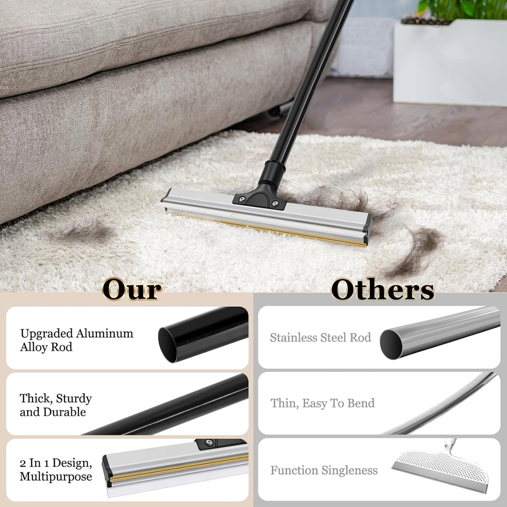 Pet Hair Remover Broom — Long-Handle Reusable Fur & Lint Rake