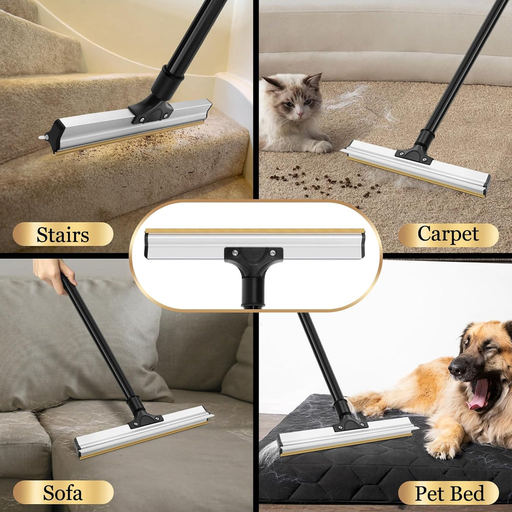 Pet Hair Remover Broom — Long-Handle Reusable Fur & Lint Rake