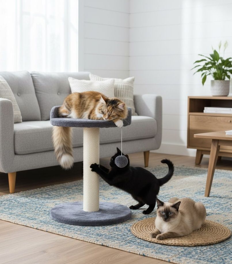 Cat Tree Tower with Plush Perch, Condo & Scratching Posts