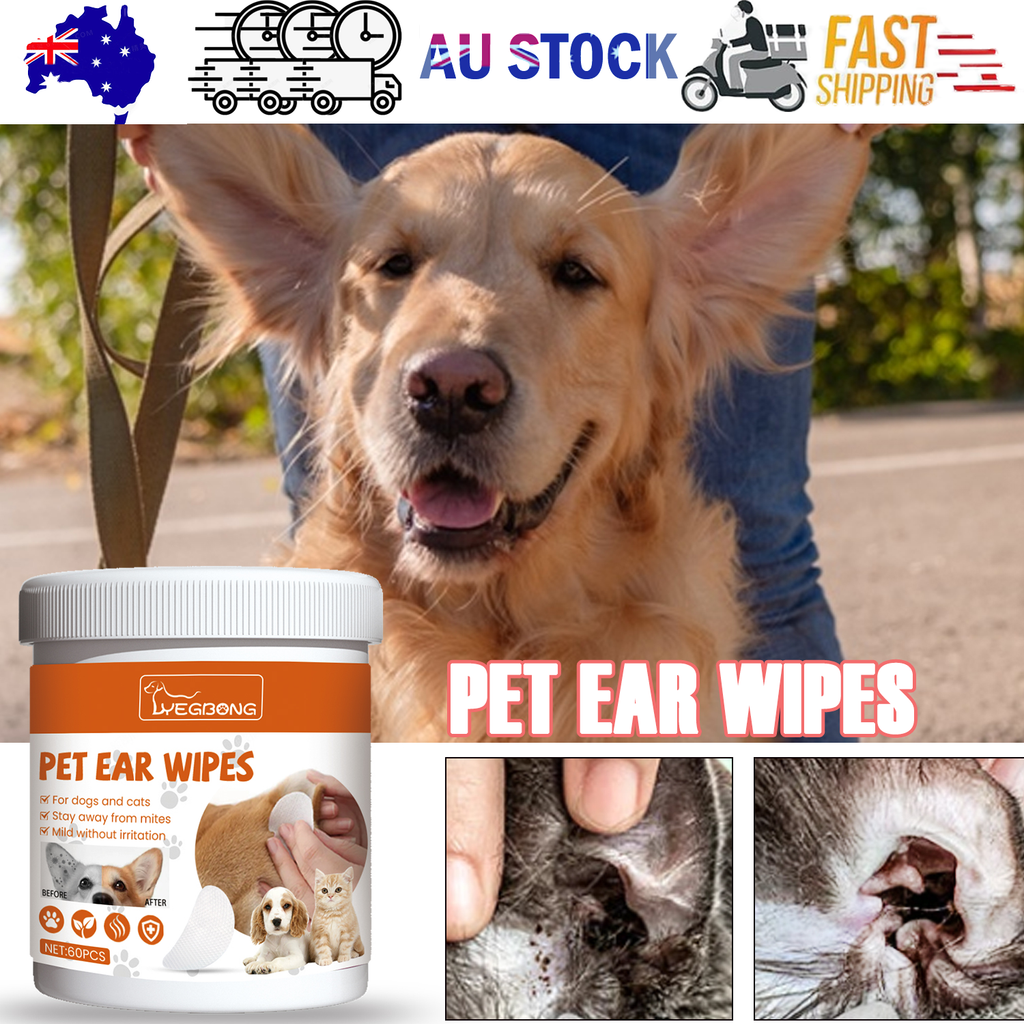 Pet Ear Cleaning Wipes - Gentle Deodorising Wipes for Dogs & Cats