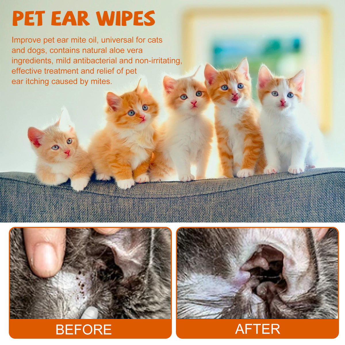 Pet Ear Cleaning Wipes — Gentle Deodorising Wipes for Dogs & Cats