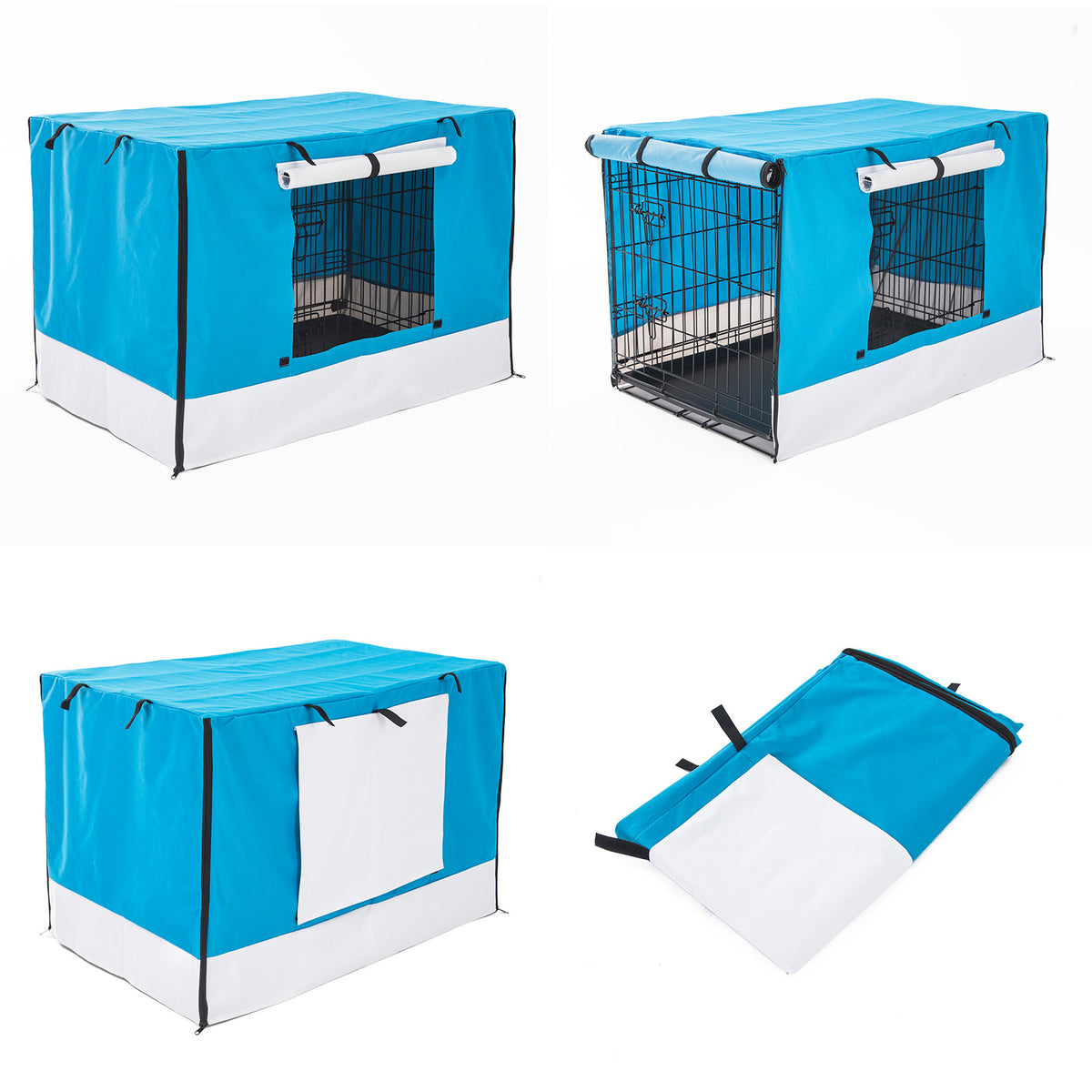 Dog Crate Cover — Fits 24in Wire Cage (Blue)