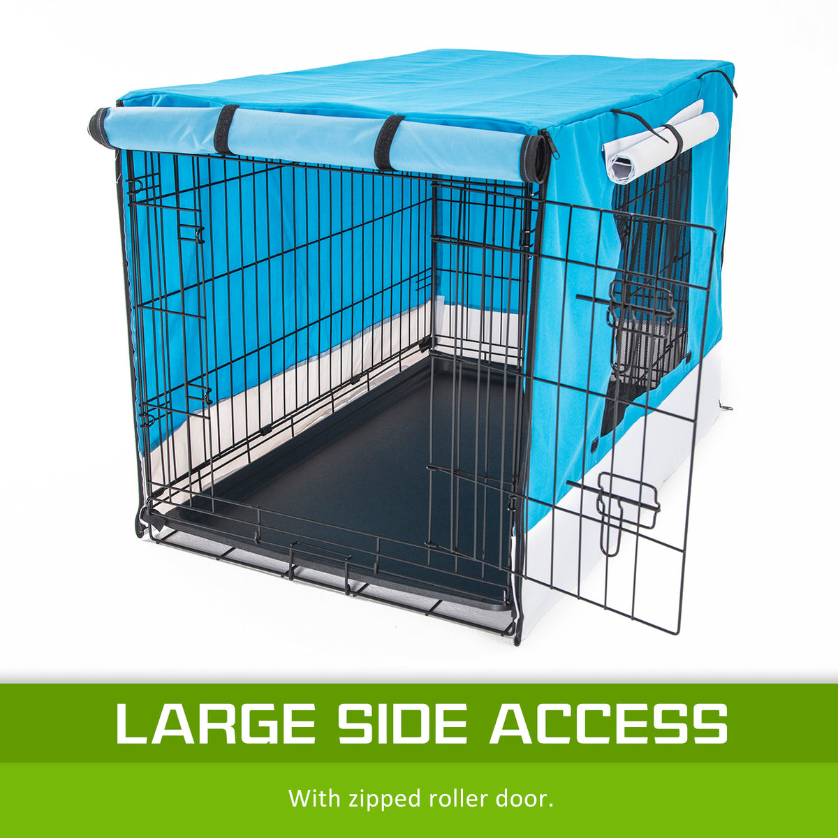 Dog Crate Cover — Fits 24in Wire Cage (Blue)