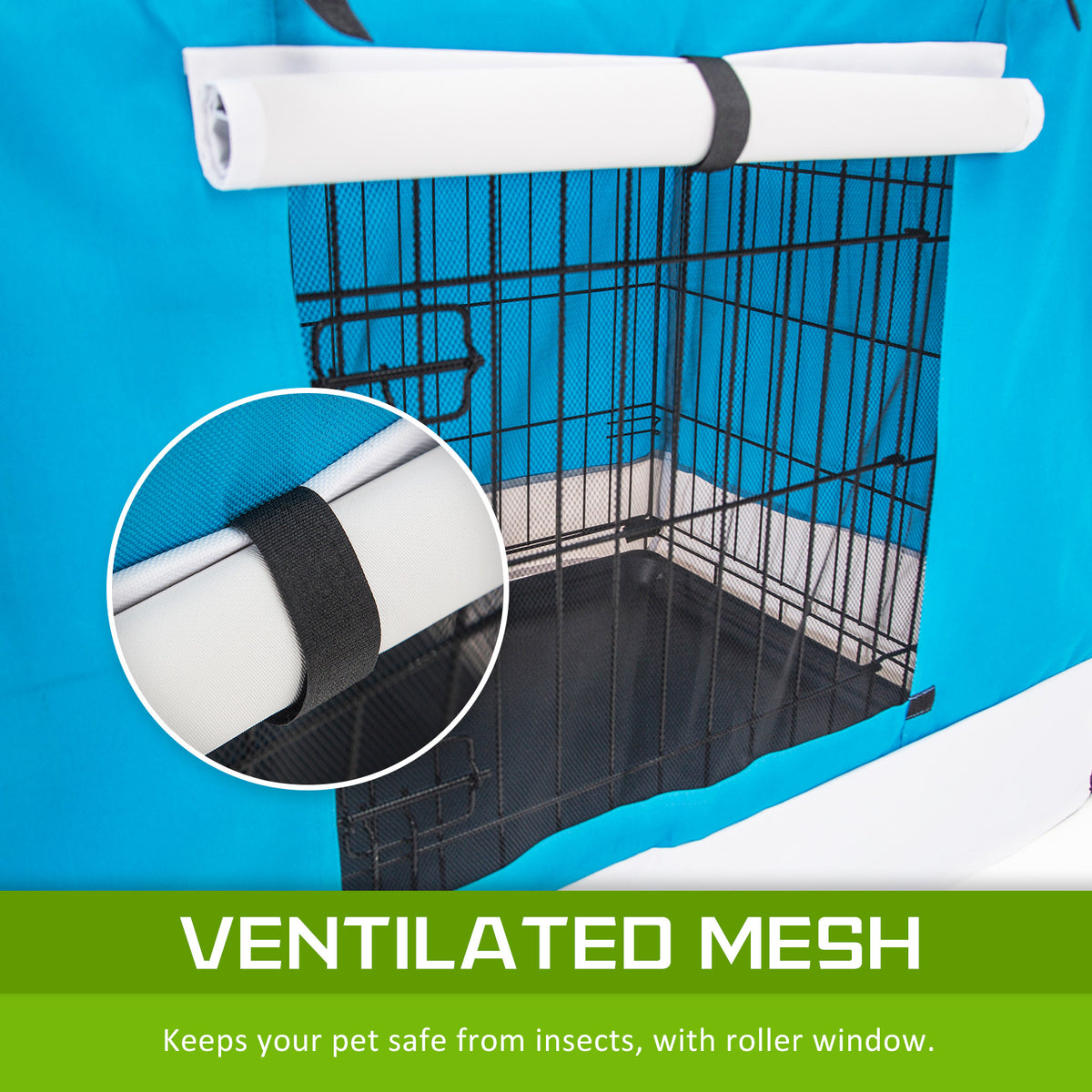 Dog Crate Cover — Fits 24in Wire Cage (Blue)