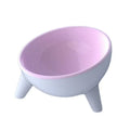 Raised Ceramic Cat Bowl — Tilted Elevated Feeder (Blossom Pink)