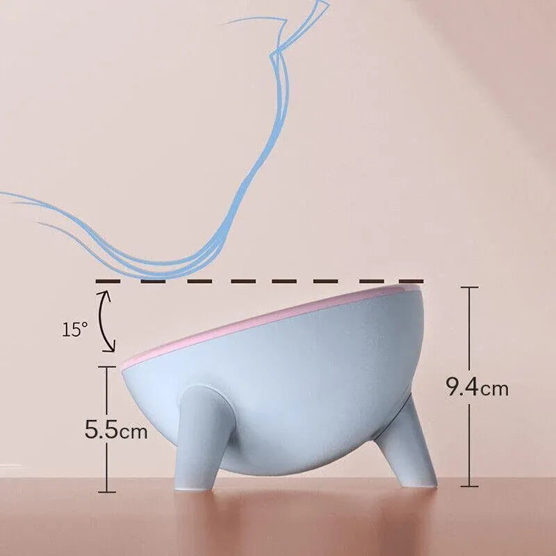 Raised Ceramic Cat Bowl — Tilted Elevated Feeder (Blossom Pink)