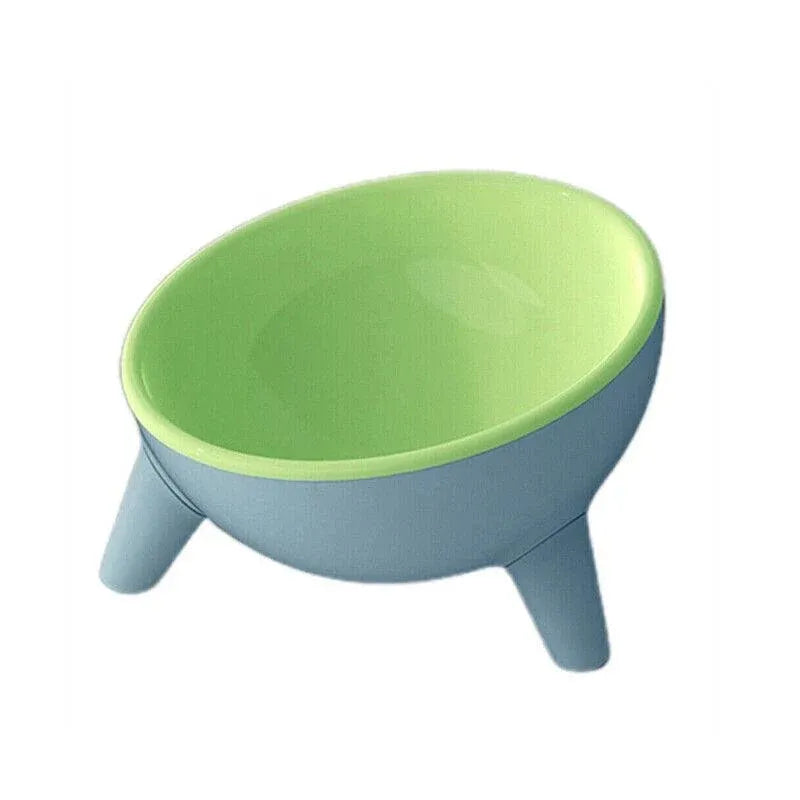 Raised Ceramic Cat Bowl — Tilted Elevated Feeder (Blossom Pink)