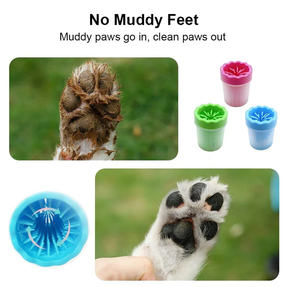 Dog Paw Cleaner Cup — Silicone Bristle Paw Washer (Green)