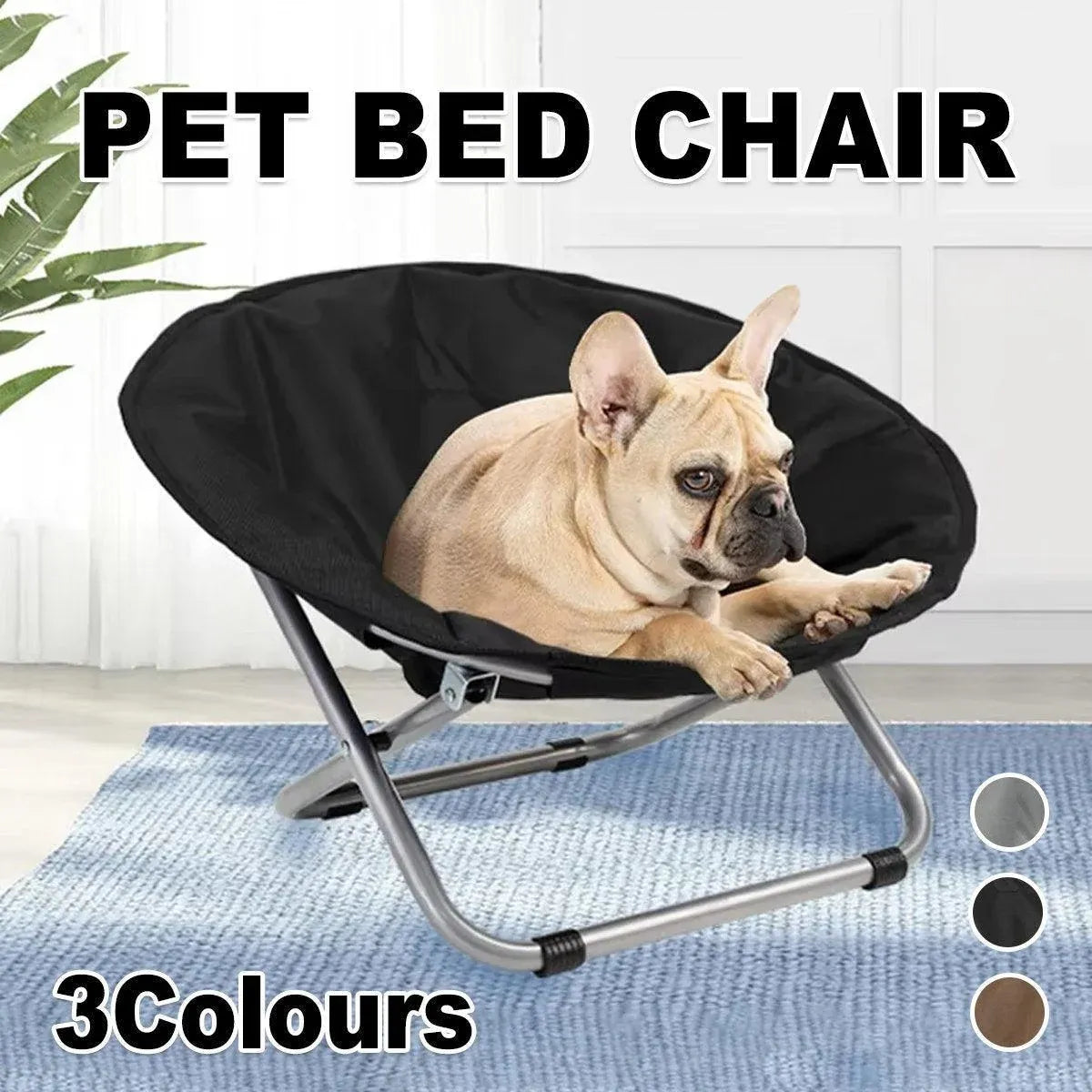 Folding Pet Bed Chair — Portable Round Bed for Cats & Small Dogs (Grey)