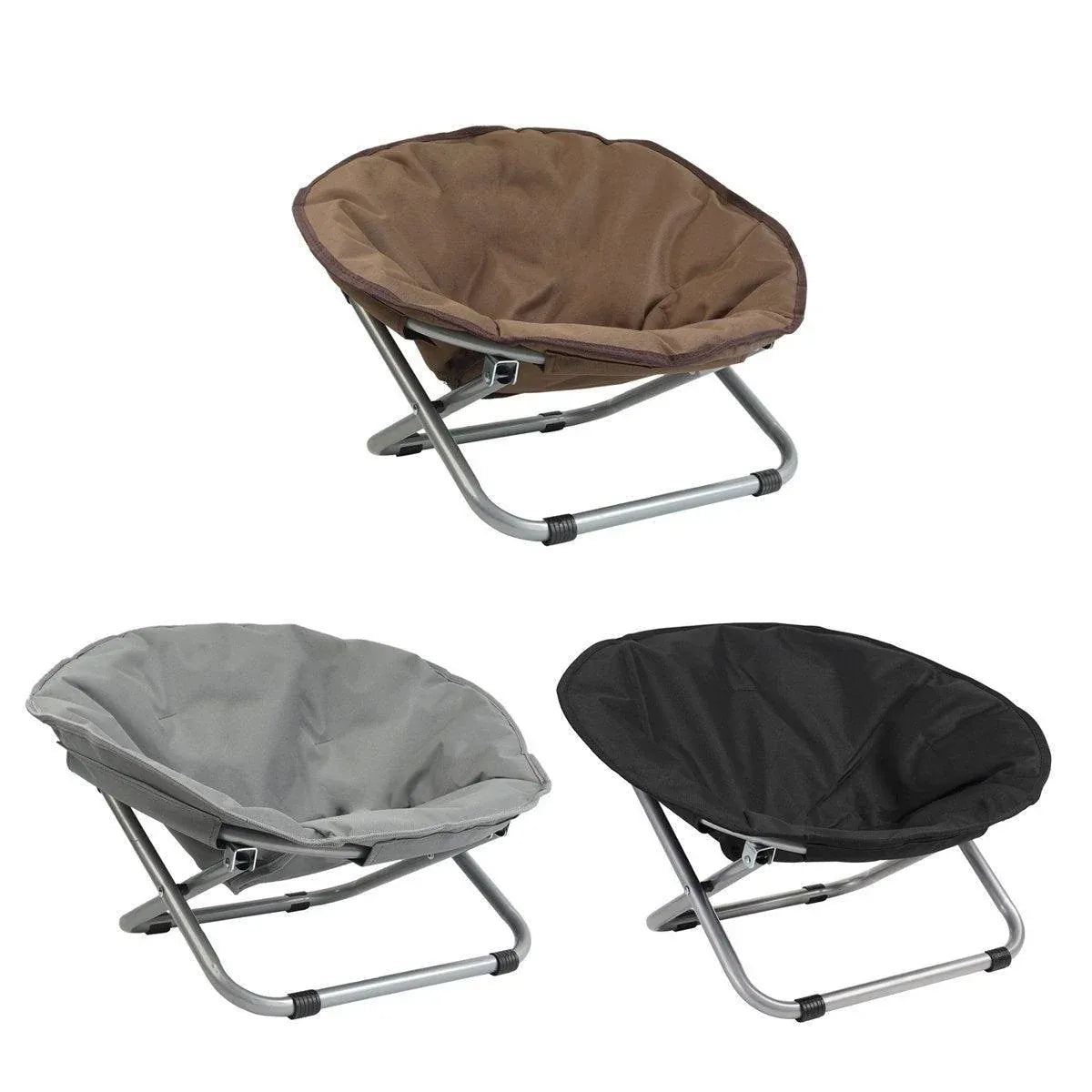 Folding Pet Bed Chair — Portable Round Bed for Cats & Small Dogs (Grey)