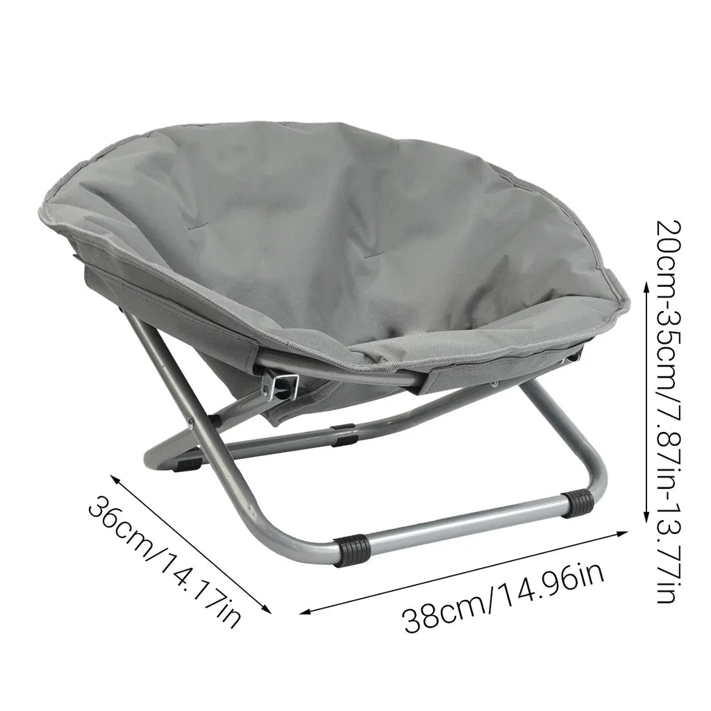 Folding Pet Bed Chair — Portable Round Bed for Cats & Small Dogs (Grey)