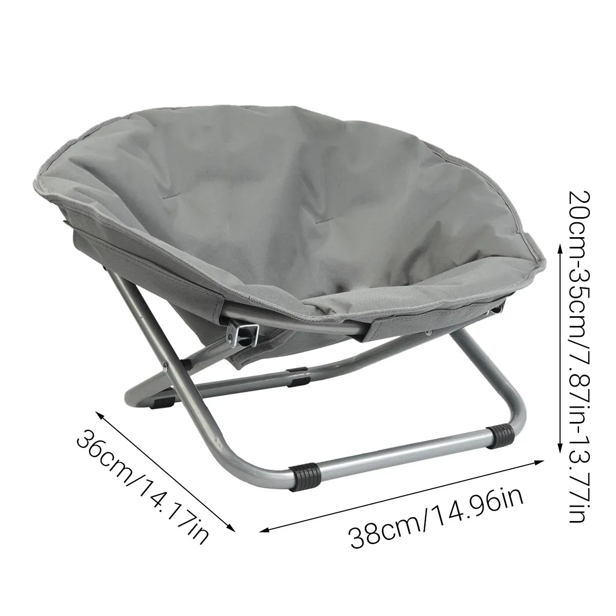 Folding Pet Bed Chair — Portable Round Bed for Cats & Small Dogs (Grey)