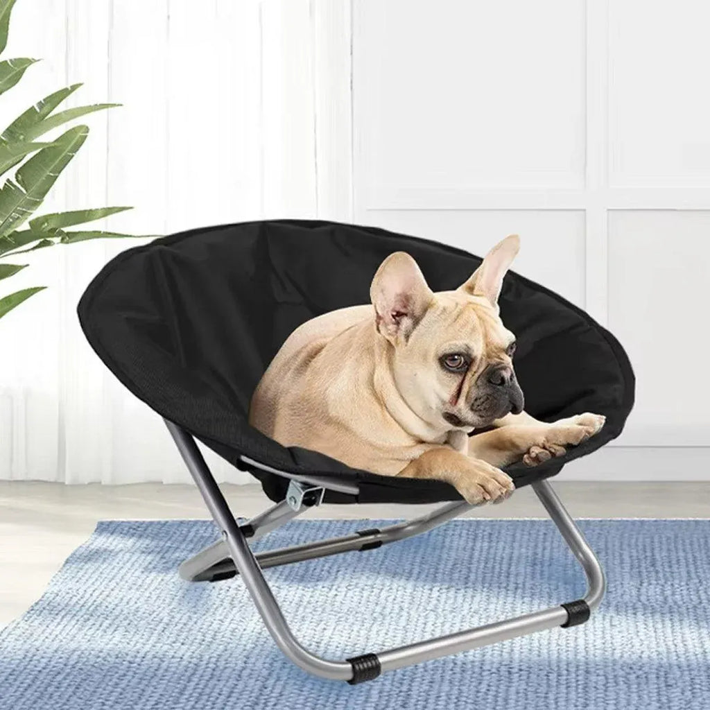 Folding Pet Bed Chair — Portable Round Bed for Cats & Small Dogs (Grey)