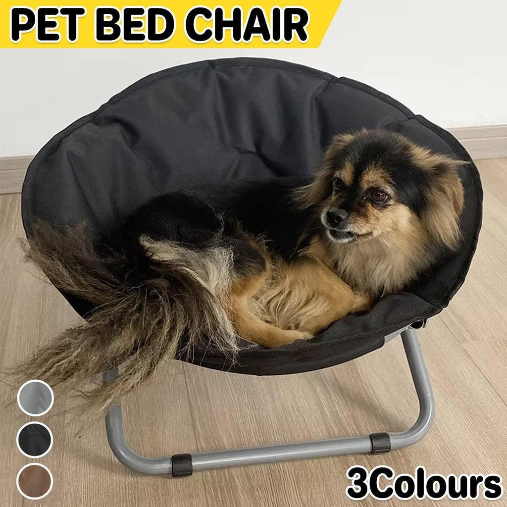 Folding Pet Bed Chair — Portable Round Bed for Cats & Small Dogs (Grey)