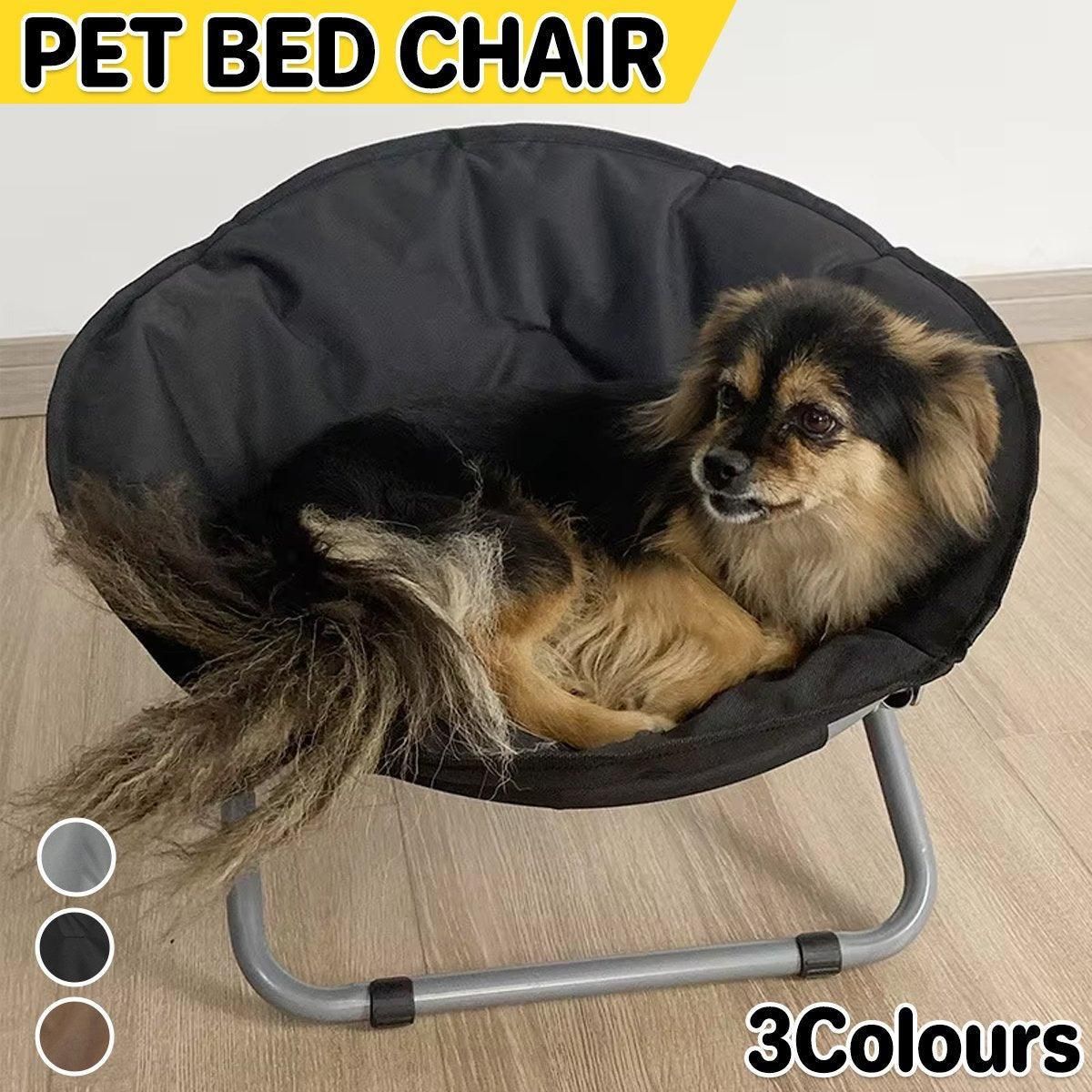 Folding Pet Bed Chair — Portable Round Bed for Cats & Small Dogs (Grey)